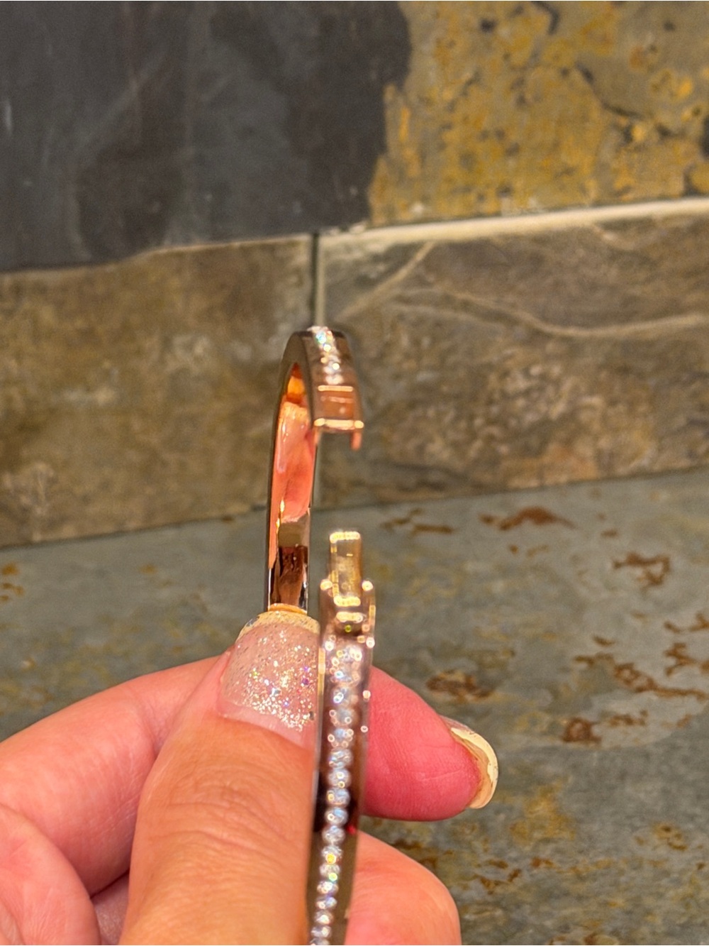 kate spade Rose Gold Crystal-Accented Hinged Bangle Bracelet - Picture 8 of 8